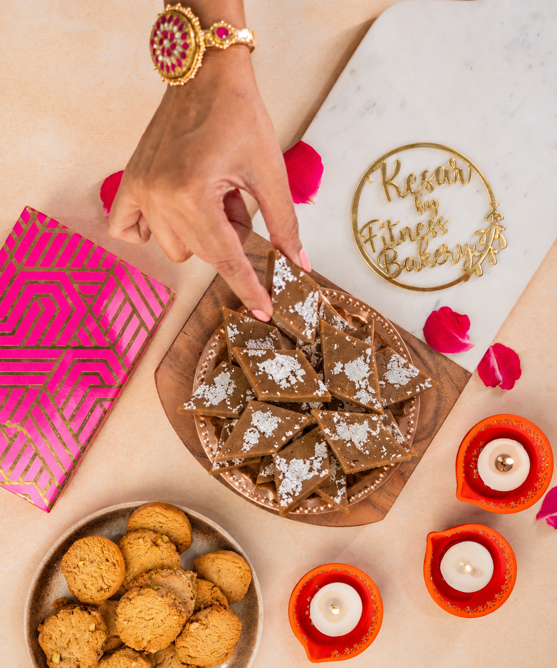 Vegan Kesar Elaichi Gud Kaaju Katli