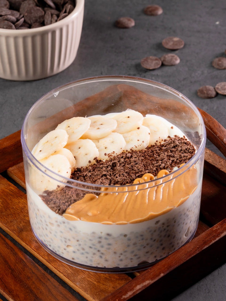 28gm Protein: PB, Banana & Choc Overnight Oats