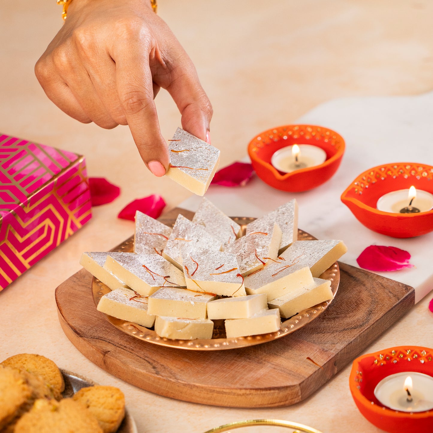 Vegan Kesar Elaichi Kaaju Katli